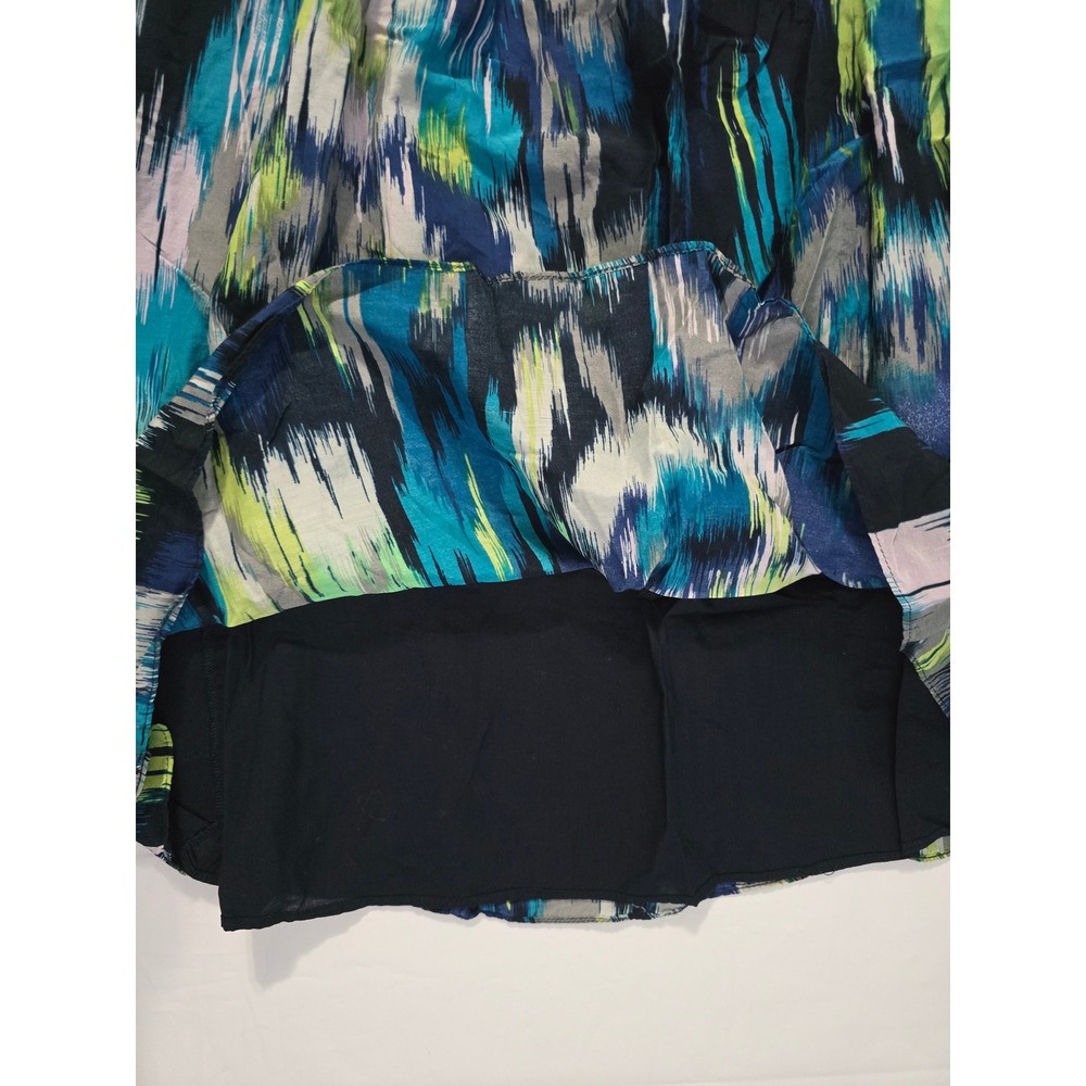 Ann Taylor LOFT One Shoulder Ikat Print Mini Dress Blue Green Size 8 - Picture 7 of 16